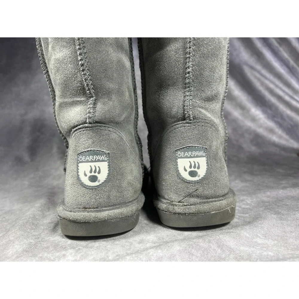 Bearpaw Eva Short S410W Gray Suede Sheepskin Boots Women's Size 8
